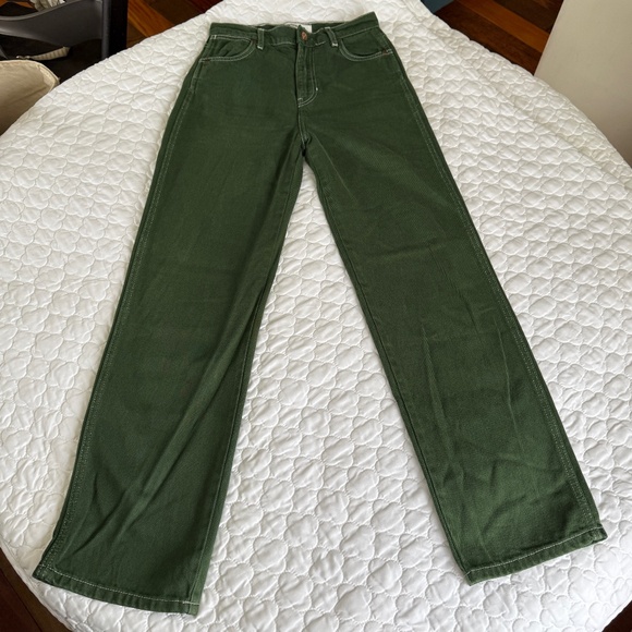 Reformation Denim - Reformation Cowboy High Rise Straight Jeans in Emerald Size 25